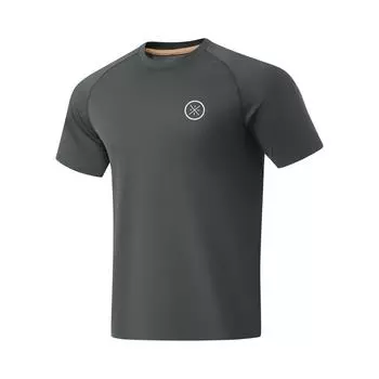 Li-Ning Футболка Wade Series Letter с круглым вырезом, удобная, универсальная, дышащая, с коротким рукавом, мужская, цвет серый ATSU071-1 L