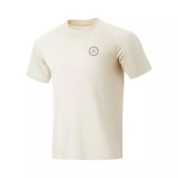 Li-Ning Футболка Wade Series Letter с круглым вырезом, удобная, универсальная, дышащая, с коротким рукавом, мужская, овсяно-серая ATSU071-3 M