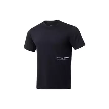 Li-Ning Футболка Wade Series однотонная, влагоотводящая, быстросохнущая, с коротким рукавом, мужская, черная ATST243-1 M