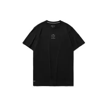 Li-Ning Футболка Wade Series светоотражающая быстросохнущая с круглым вырезом и коротким рукавом, мужская, черная ATSR213-1 M
