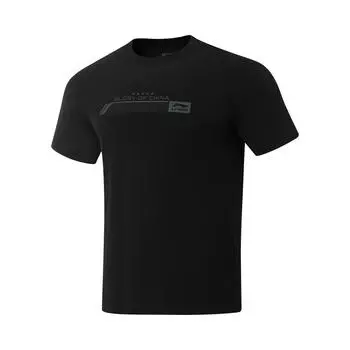 Li Ning Glory Series Спортивная Мода Универсальная Повседневная Дышащая Футболка с Круглым Вырезом и Логотипом с Коротким Рукавом Мужские Топы Черный ATSV693-3 XXL