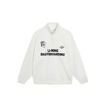 Li-Ning Пуловер с вышитым логотипом Golden Era, пуловер с молнией до половины, топы унисекс, Off-White AWDT225-2 XL