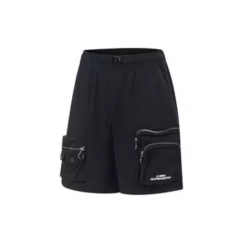 Li Ning Golden Era однотонные свободные повседневные шорты-карго мужские шорты черные AKST065-1 S