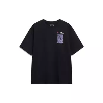 Li-Ning Футболка с круглым вырезом Golden Era Printed, унисекс, черный цвет AHST071-1 M