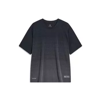 Li-Ning Gradient Быстросохнущая антибактериальная футболка с короткими рукавами Мужские топы Черный угольно-серый ATST563-1 L