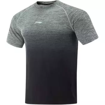 Li-Ning Gradient Round Neck Breathable Versatile Casual Short Sleeve T-Shirt Men Tops Gray ATSV049-5 M