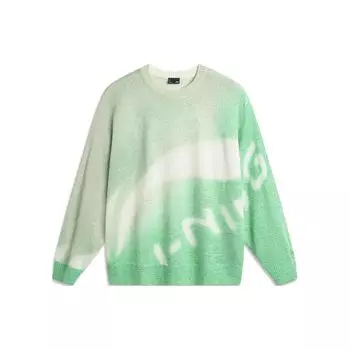 Li Ning Gradient свободный крой пуловер вязаный свитер мужские свитера белый зеленый AMBU005-1 M