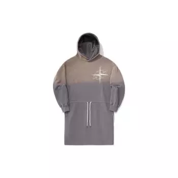 Li Ning градиентный свитер с капюшоном свободное платье с длинным рукавом женские платья дымчато-серый ASKU010-1 S