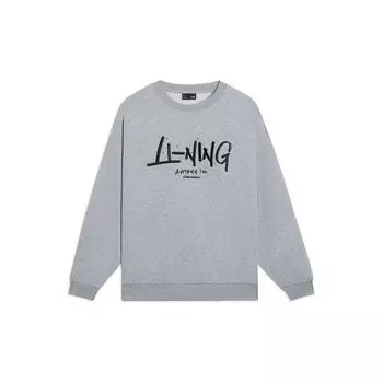Li-Ning Свитшот с вышитым логотипом граффити и круглым вырезом, топы унисекс с цветочным принтом, серый AWDSF75-5 S