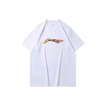 Li-Ning Футболка с коротким рукавом и логотипом граффити, мужские топы, белая AHSR693-2 M