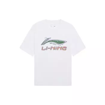 Li-Ning Graffiti Logo Print Sports Crew Neck T-Shirt Men Tops White AHSS879-4 M