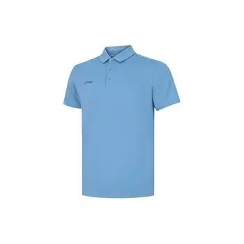 Li Ning Group Purchase Series Однотонная повседневная спортивная рубашка-поло для мужчин, рубашки-поло Paris-Blue APLU189-11 S
