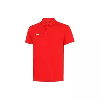 Li Ning Group Purchase Series Однотонная повседневная спортивная рубашка-поло для мужчин, флаг-красный APLU189-2 M