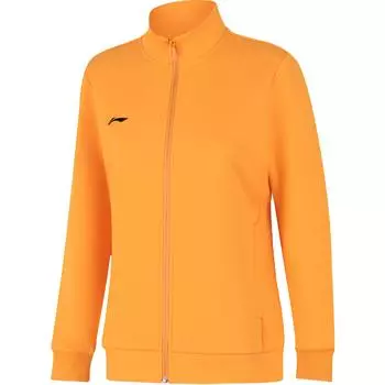 Li Ning Group Purchase Series Удобная повседневная простая толстовка с воротником-стойкой на молнии Кардиган Женская толстовка Оранжевая AWDUA76-6 M