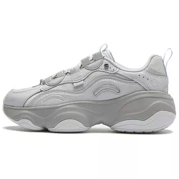 Li Ning Honey Soft Rebound Толстая подошва Увеличивающая высоту Амортизирующая Износостойкая Низкая Повседневная Обувь Женская Повседневная Обувь Серый AGCU246-2 37