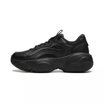 Li Ning Honey Толстая подошва Увеличивающая высоту Амортизирующая Нескользящая Износостойкая Низкая Повседневная Обувь Женские Кроссовки Черные AGCU252-3 36