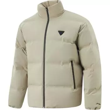 Li Ning Hot Pot Down Jacket Series Водонепроницаемая ветрозащитная теплая повседневная универсальная короткая зимняя пуховая куртка для мужчин, куртки коричневого цвета AYMU245-7 M