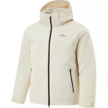Li Ning Hot Pot Down Jacket Series Водонепроницаемая однотонная куртка с капюшоном, короткая молния, длинный рукав, мужская верхняя одежда, рок-белый-серый AYMU249-1 2XL