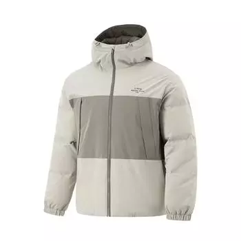 Li Ning Hot Pot Down Jacket Series Водонепроницаемая инфракрасная теплая повседневная короткая зимняя пуховая куртка для мужчин, куртки Dusty-Gray AYMU251-1 M