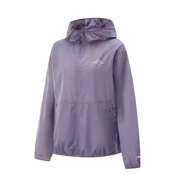 Li Ning Ice Silk дышащая свободная ветровка с защитой от солнца женская верхняя одежда угольно-фиолетовый AFDV428-4 S