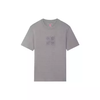 Li-Ning Футболка свободного покроя с круглым вырезом и коротким рукавом Imagination, топы унисекс с цветочным принтом, серого цвета AHSS102-1 S