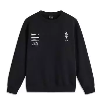 Li Ning Infrared Warm Letter Round Neck Флисовый свитер-пуловер Унисекс-толстовка Черный AWDU699-4 S