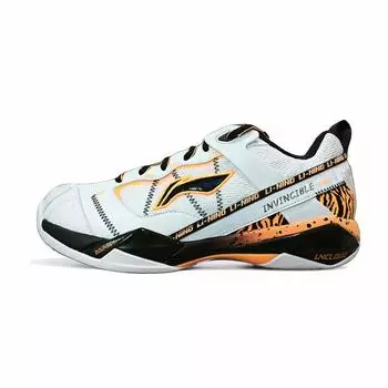 Li Ning Invincible Ace Тигровый принт Удобные Модные Амортизирующие Нескользящие Износостойкие Низкие Бадминтонные Кроссовки Мужские Белые AYAR015-16 44