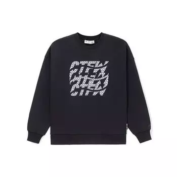 Li-Ning Jason Wu, совместная спортивная модная серия, свободный пуловер с буквенным принтом и круглым вырезом, топы унисекс, черный AWDRH08-2 M