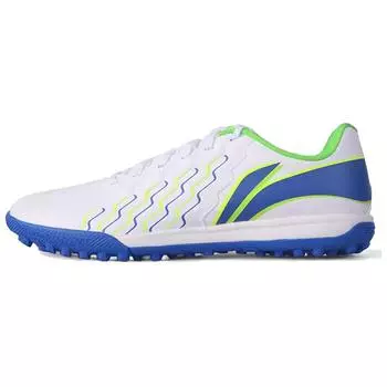 Li Ning Jin Удобный профессиональный TF (Резиновые шипы) Искусственный газон амортизирующие прочные футбольные бутсы мужские футбольные бутсы синие белые YSTU005-1 45