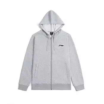 Li-Ning Кардиган с капюшоном Campus Series с вышитым логотипом, свободный, универсальный, мужской свитшот, Цветочный-Серый YWDV363-2 XL