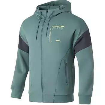 Li Ning кардиган с капюшоном теплый пуловер с надписью толстовка мужская толстовка Wild-Duck-зеленый AWDQ715-4 L