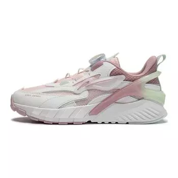 Li Ning Kids Galaxy V2 Простые легкие нескользящие амортизирующие повседневные туфли с низким верхом Детские повседневные туфли белого и розового цвета YKCU008-6 35