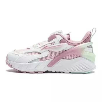 Li Ning Kids Galaxy V2 Удобные простые нескользящие износостойкие повседневные туфли с низким верхом Детские повседневные туфли розового и белого цвета YKNU004-4 26