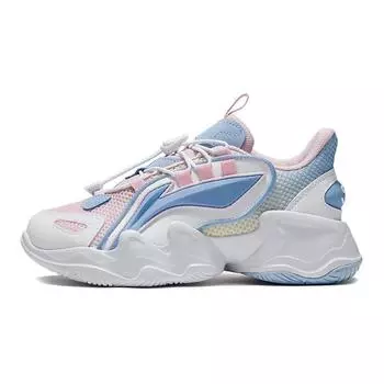 Li Ning Kids Kunpeng Sports Нескользящая износостойкая дышащая повседневная обувь Детская повседневная обувь Белый Розовый YKCS018-2 31