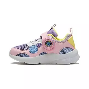 Li Ning Kids Lemon Number Cruise Fashion Нескользящие амортизирующие износостойкие легкие повседневные туфли Детская повседневная обувь Розовый Фиолетовый YKNS032-4 27