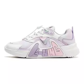 Li Ning Kids Ln 90 Fly V3 Удобная универсальная нескользящая износостойкая повседневная обувь Детская повседневная обувь Белый Фиолетовый YKCU066-4 38