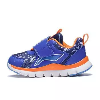 Li Ning Kids модные удобные универсальные амортизирующие повседневные туфли с рисунком отскока детские повседневные туфли синего цвета YKNS128-1 25