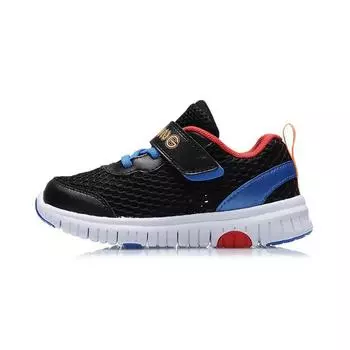 Li Ning Kids мягкие удобные спортивные нескользящие амортизирующие износостойкие дышащие низкие кроссовки для бега детские кроссовки черные YKNR080-3 25