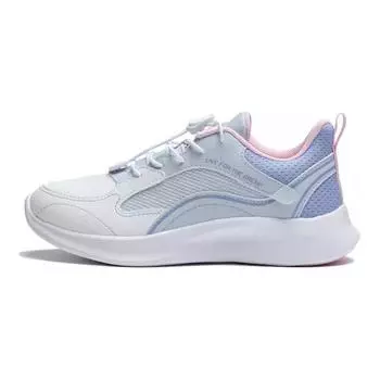 Li Ning Kids Синтетическая кожа Ling Yue 3.0 Модная амортизирующая дышащая повседневная обувь Детская повседневная обувь Белый Синий YKCU240-2 34