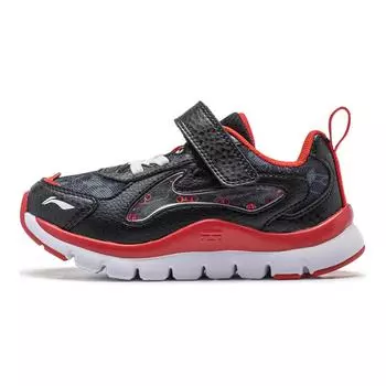 Li Ning Kids Синтетическая кожа Удобные Простые Универсальные Нескользящие Износостойкие Низкие Повседневные Туфли Детские Повседневные Туфли Черный Красный YKNU028-3 25
