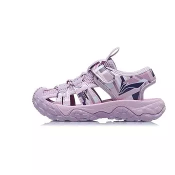 Li Ning Kids Sports Lifestyle Series Casual Trendy Comfortable Non-Slip Kick-Stick Resistance Sandals Детские сандалии Фиолетовый YKKT020-4 25