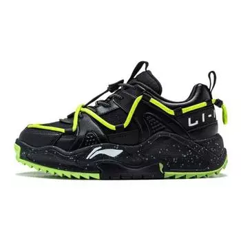 Li Ning Kids Sports Lifestyle Series Модные повседневные туфли с низким верхом Детская повседневная обувь черного цвета YKCT178-7 38