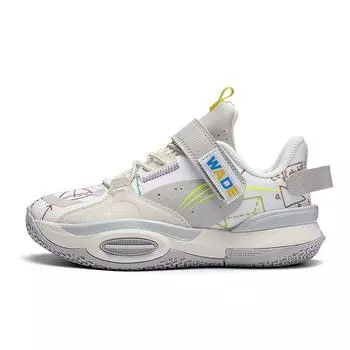 Li Ning Kids Sports Lifestyle Series Shock Absorbing Rebound Letter Pattern Повседневная обувь Детская повседневная обувь Белый Серый YKNT036-5 25