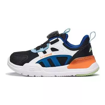 Li Ning Kids Sports Lifestyle Series Удобная повседневная нескользящая износостойкая повседневная обувь с низким верхом Детская повседневная обувь черного, белого и синего цветов YKNT076-1 25