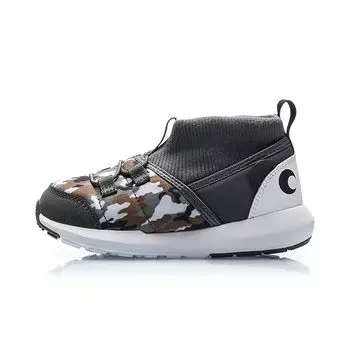 Li Ning Kids Sports Lifestyle Series Удобные повседневные прочные дышащие кроссовки средней высоты Детские кроссовки серо-зеленого цвета YKNP002-1 25