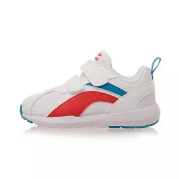 Li Ning Kids Sports Lifestyle Series Velcro амортизирующие износостойкие дышащие повседневные туфли детские повседневные туфли белые красные YKAP148-37 25