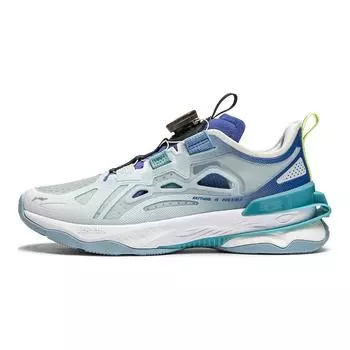 Li Ning Kids Тканевые удобные простые нескользящие амортизирующие низкие повседневные туфли Детские повседневные туфли серо-синего цвета YKCU040-3 38