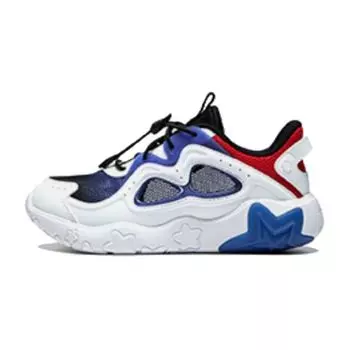 Li Ning Kids Удобные амортизирующие прочные низкие повседневные туфли Детские кроссовки Белый Синий YKAU018-1 25