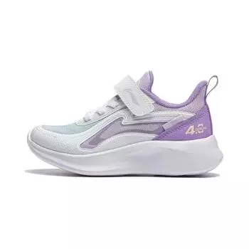 Li Ning Kids Удобные нескользящие износостойкие повседневные туфли с низким верхом Детские повседневные туфли Фиолетовый Белый YKAU020-4 24
