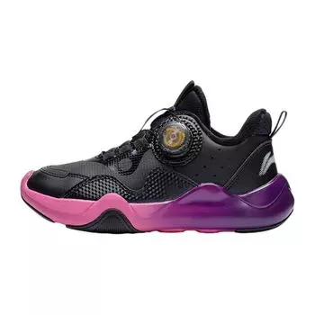 Li Ning Kids Удобные Универсальные Модные Нескользящие Износостойкие Дышащие Низкие Повседневные Туфли Детские Кроссовки Черные Фиолетовые YKCS176-25 34